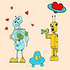 Play Robots in love coloring