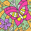 Pink butterfly and flower coloring