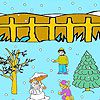 Play Snow man and winter night coloring