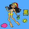 Play Cute girl beach coloring