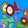 Play Sunflowers and hummingbird coloring