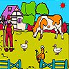 Play Farmer and big animal garden coloring