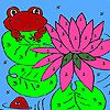 Lotus garden and frogs coloring