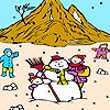 Play Snowman and children on the mountain coloring