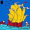 Play Big boat in the sea coloring