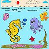 Sea and fishes coloring