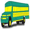 Green school bus coloring