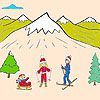 Play Skiing on the mountain coloring