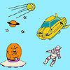 Play Alone astronaut in space coloring
