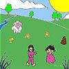 Play Two girls in the farm coloring