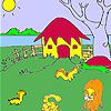 Cute hut and animals coloring