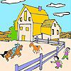 Big farm and horses coloring
