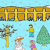 Play Snow man and winter night coloring