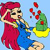 Play Happy girl and heart gift coloring