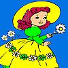 Play Village girl and flowers coloring