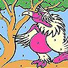 Play Lady pink parrot coloring