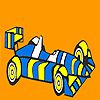 Play Fast striped racing car coloring