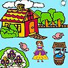 Play Farmer girl and flower garden coloring