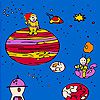 Play Party in space coloring