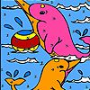 Pink ocean dolphins coloring