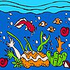 Ocean and colorful fishes coloring