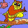 Bird and owl in the woods coloring