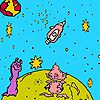 Naughty aliens in the space coloring