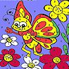 Funny butterfly in garden coloring